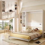 White Queen Murphy Bed with Desk & Side Storage | Yechen Home