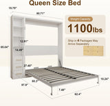 White Queen Murphy Bed with Side Cabinet | Yechen Home