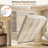 White Queen Murphy Bed with Side Cabinet | Yechen Home