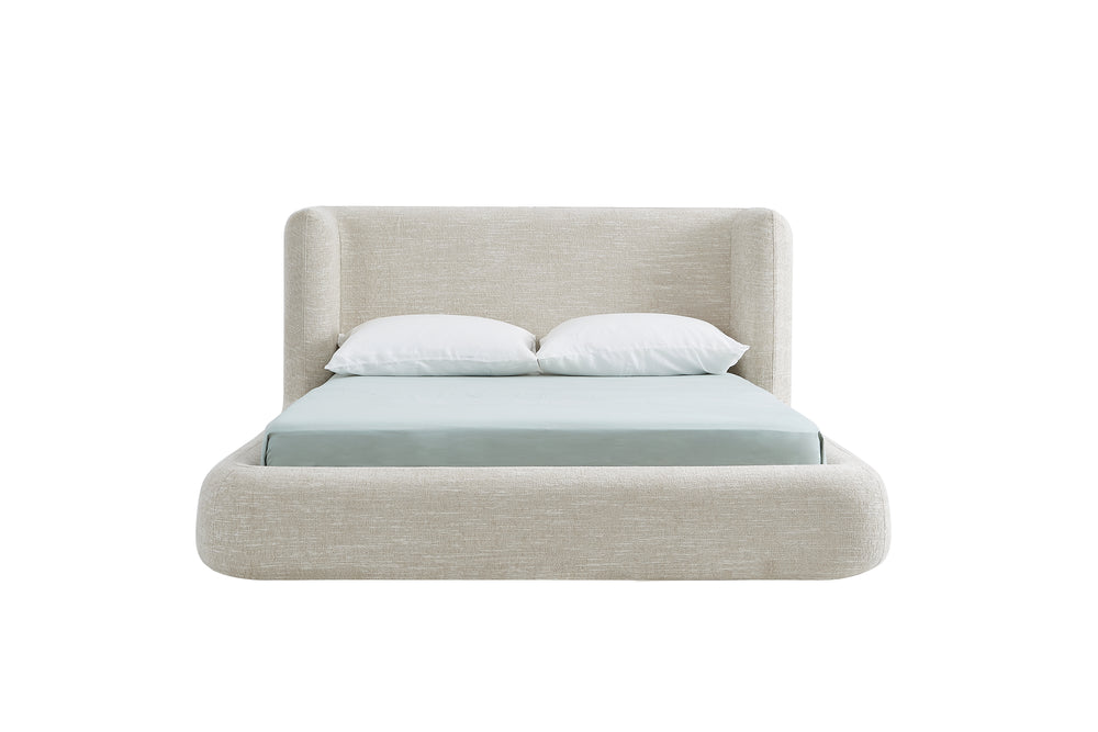 YECHEN Cloud Bed Frame - Modern Water-Resistant Bouclé Upholstered Platform Bed, Tool-Free Assembly, No Box Spring Needed