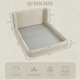 YECHEN Queen Cloud Bed Frame - Modern Water-Resistant Bouclé Upholstered Platform Bed, Tool-Free Assembly, No Box Spring Needed - Cream