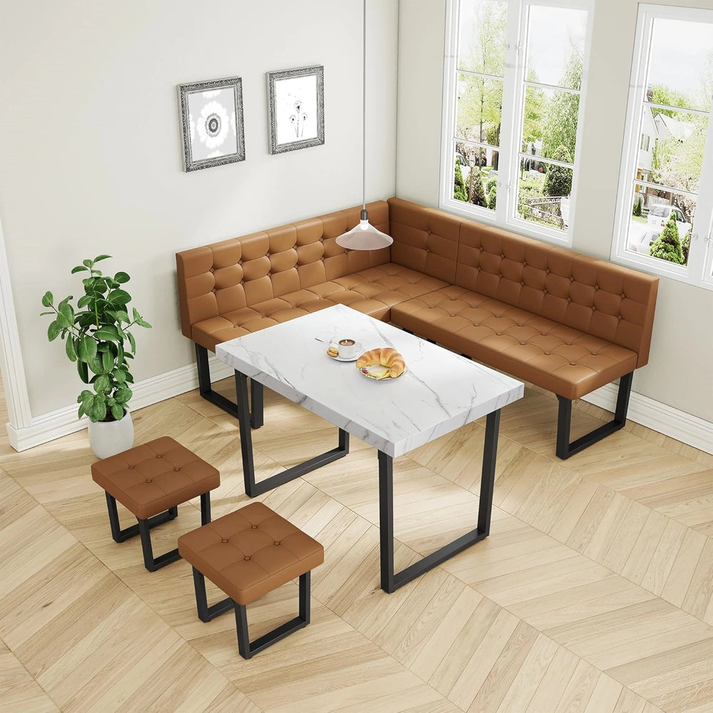 Yechen 5-Piece Modern Dining Table Set – Space-Saving Rectangular Kitchen Table with 4 Chairs for Small Spaces, Apartments, and Breakfast Nooks