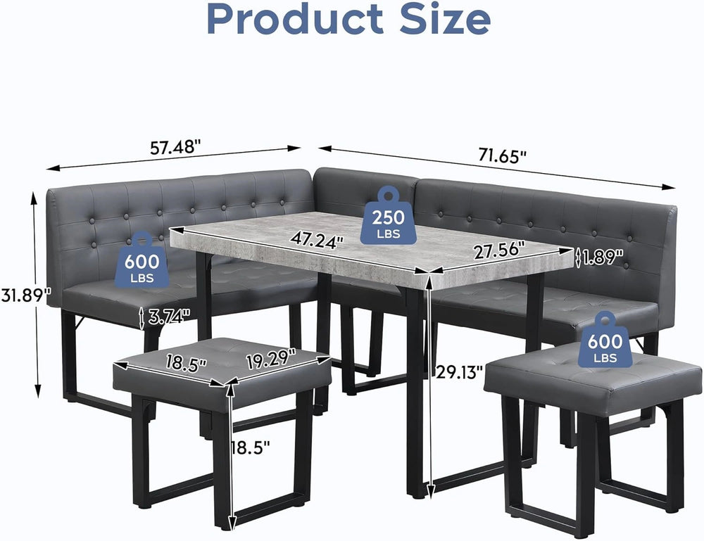Yechen 5-Piece Modern Dining Table Set – Space-Saving Rectangular Kitchen Table with 4 Chairs for Small Spaces, Apartments, and Breakfast Nooks