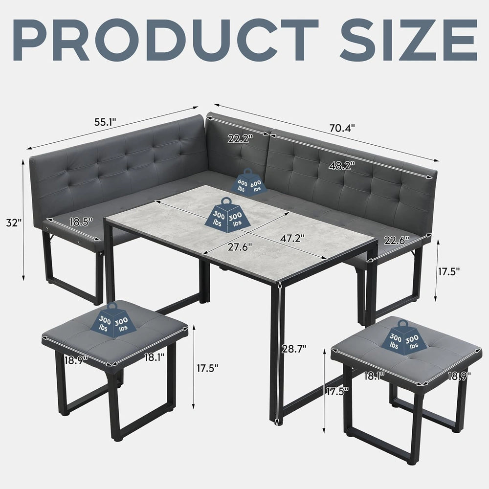 Yechen 5-Piece Modern Dining Table Set – Space-Saving Rectangular Kitchen Table with 4 Chairs for Small Spaces, Apartments, and Breakfast Nooks