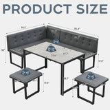 Yechen 5-Piece Modern Dining Table Set – Space-Saving Rectangular Kitchen Table with 4 Chairs for Small Spaces, Apartments, and Breakfast Nooks