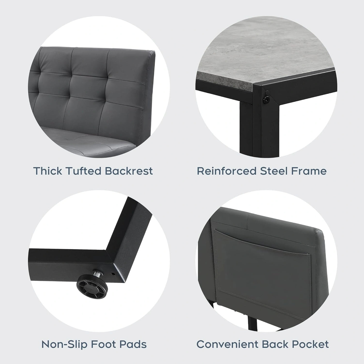 Yechen 5-Piece Modern Dining Table Set – Space-Saving Rectangular Kitchen Table with 4 Chairs for Small Spaces, Apartments, and Breakfast Nooks