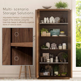 Yechen 67" Tall Kitchen Pantry Cabinet, Rattan Storage Cabinet with Solid Wood Integrated Handleand Adjustable Shelves, Cupboard with Doors for Livingroom,Dining Room, Dark Walnut