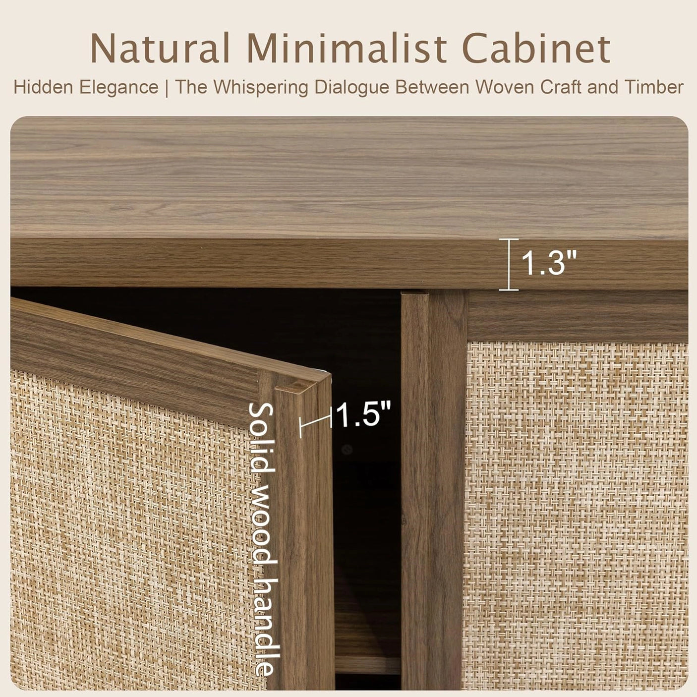 Yechen 67" Tall Kitchen Pantry Cabinet, Rattan Storage Cabinet with Solid Wood Integrated Handleand Adjustable Shelves, Cupboard with Doors for Livingroom,Dining Room, Dark Walnut