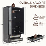 Yechen 71" Modern Armoire Wardrobe Closet with 2 Drawers & Hanging Rod
