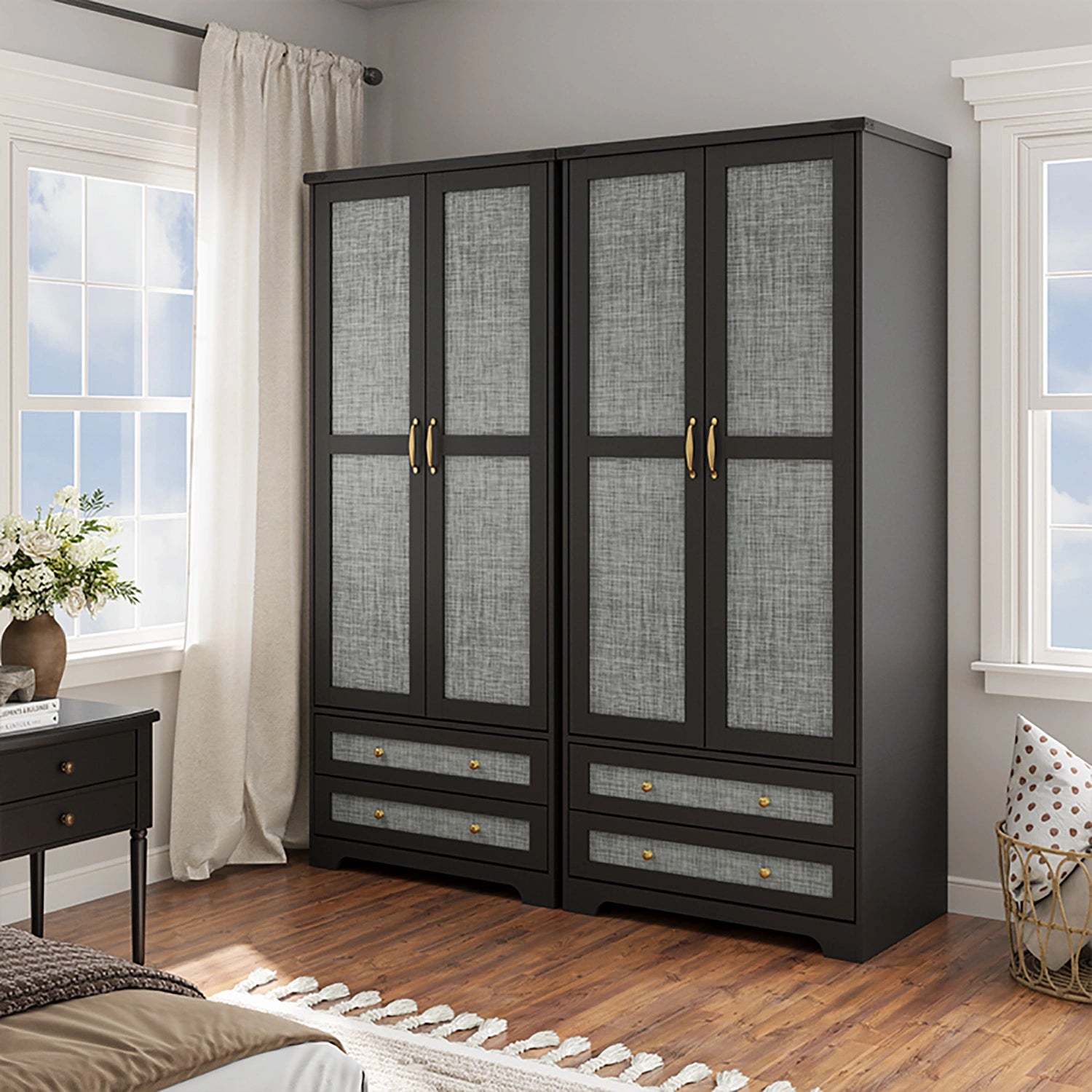 modern wardrobe dresser Homsee 4-Door Modern Wardrobe Armoire with Mirror Door Drawers Hanging Rods and Adjustable Shelves 63''L x 19.7''W x 78.7''H White in the Armoires department at Lowes.com