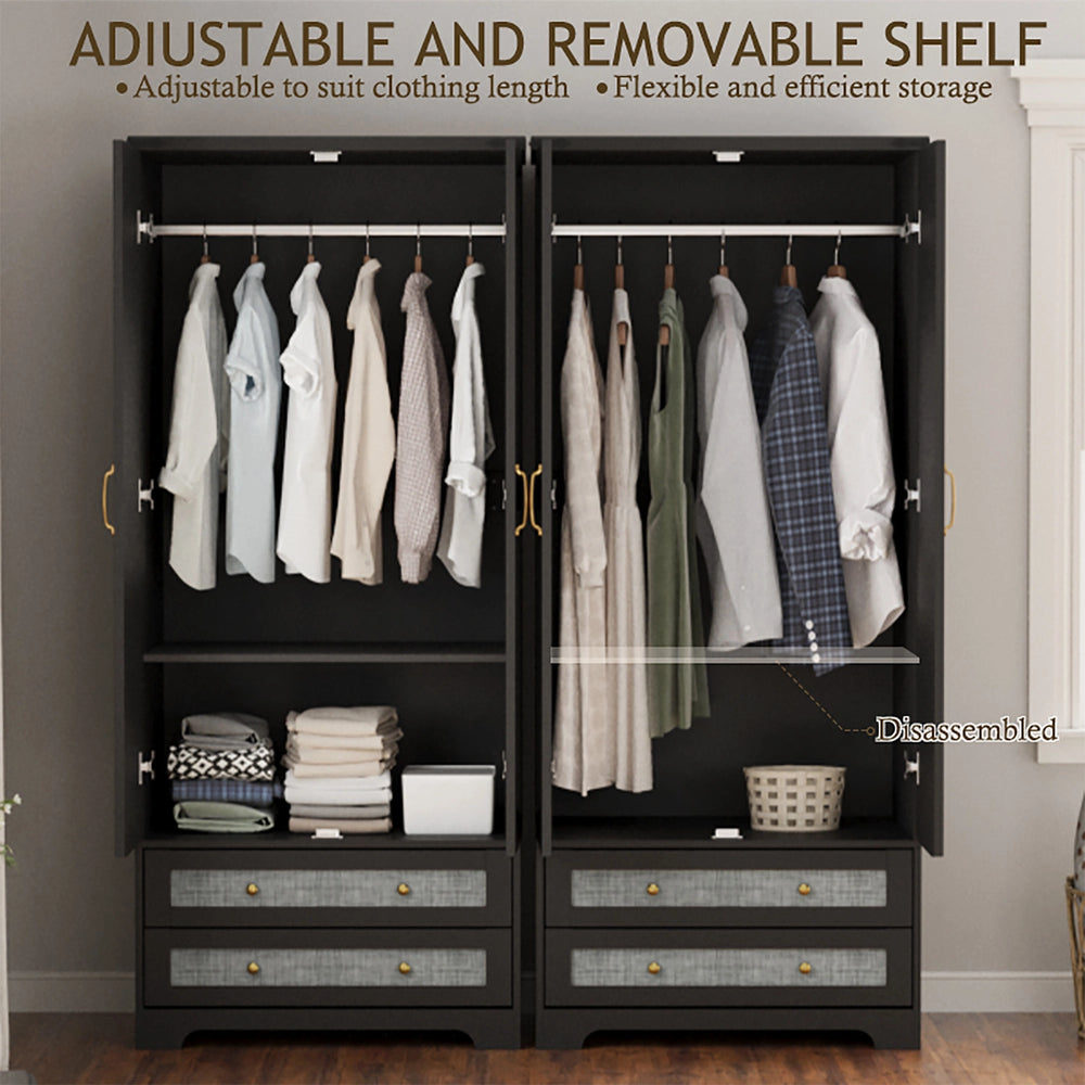 Yechen 71" Modern Armoire Wardrobe Closet with 2 Drawers & Hanging Rod