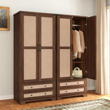 Yechen 71" Wooden Armoire Wardrobe Closet with 2 Doors & 2 Drawers, Walnut. Adjustable Shelf and Hanging Rail 10
