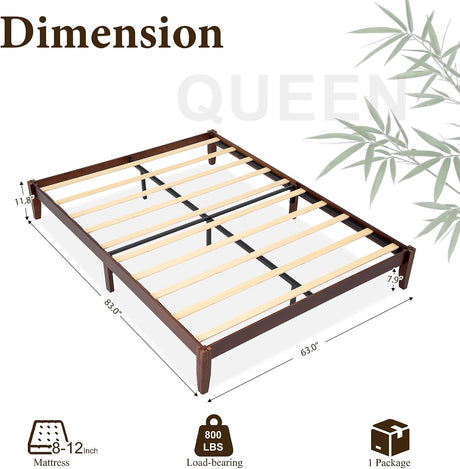 Yechen Bamboo Platform Bed Frame, Queen & King walnut 2