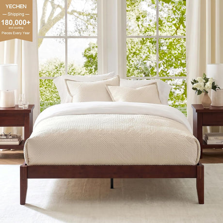 Yechen Bamboo Platform Bed Frame, Queen & King walnut 3