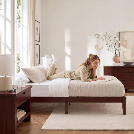 Yechen Bamboo Platform Bed Frame, Queen & King walnut 8