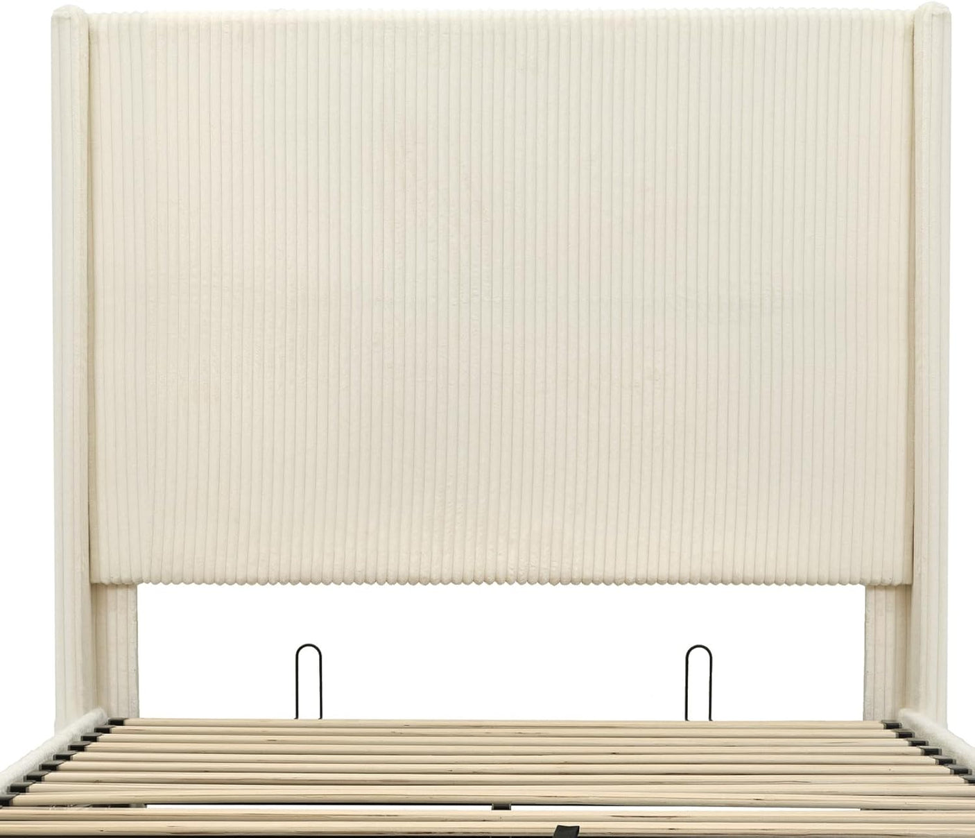 Yechen Bed Frame with Lift Up Storage, 58" Tall Headboard and Upholstered Wingback Platform Bed Frame, Hydraulic Support, No Box Spring Needed, Gray Corduroy