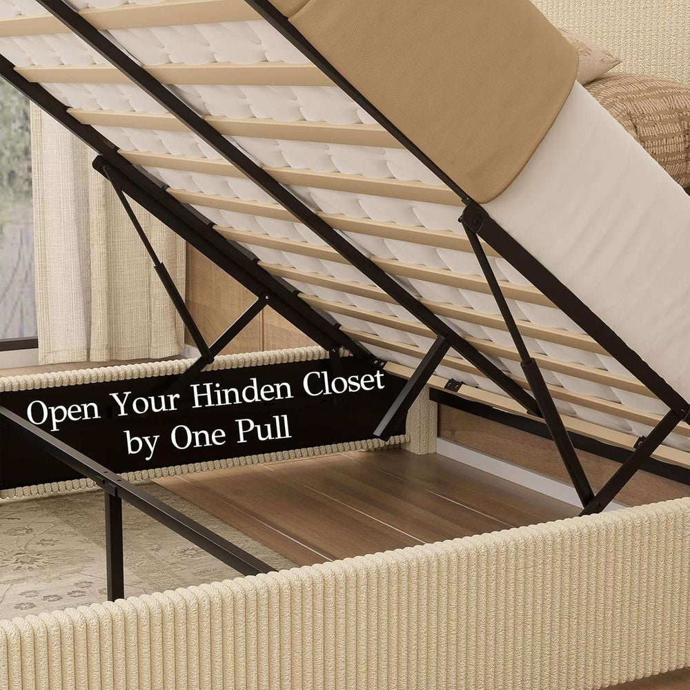 58" Tall Full Bed Frame with Lift Up Storage