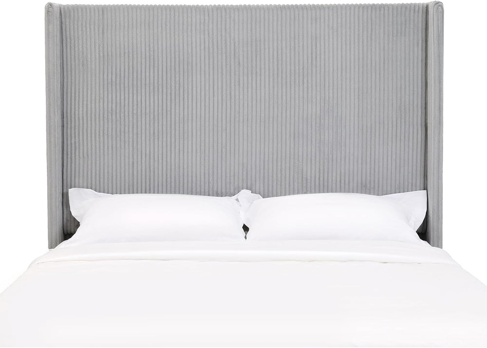 Yechen Bed Frame with Lift Up Storage, 58" Tall Headboard and Upholstered Wingback Platform Bed Frame, Hydraulic Support, No Box Spring Needed, Gray Corduroy