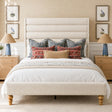 Yechen Cloud Boucle Bed Frame | Wavy Headboard | Full & Queen | No Box Spring | Beige