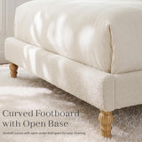 Yechen Cloud Boucle Bed Frame | Wavy Headboard | Full & Queen | No Box Spring | Beige 5