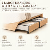Yechen Japanese Joinery Platform Bed with 2 Storage Drawers – Natural