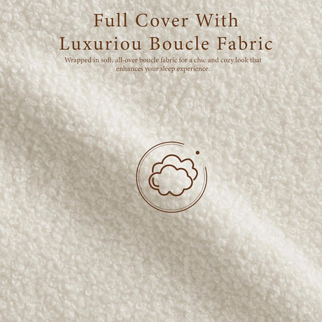 Yechen Luxe Bouclé Platform Bed Frame with Integrated Smart LED Lighting