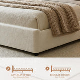 Yechen Luxe Bouclé Platform Bed Frame with Integrated Smart LED Lighting