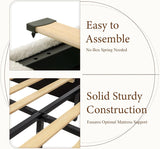 Yechen Luxe Bouclé Platform Bed Frame with Integrated Smart LED Lighting