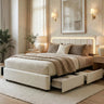 Yechen_Luxe BouclePlatform Bed Frame with Integrated SmartLEDLighting_1