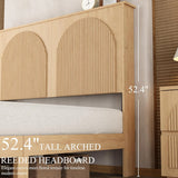 Yechen Modern Arched Reeded Wood Bed | 2 Storage Drawers | Natural Oak