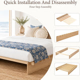 Yechen Solid Wood Platform Bed Frame Queen King Tool-Free Assembly Natural Oak 14