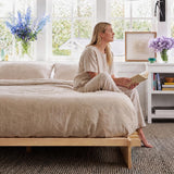 Yechen Solid Wood Platform Bed Frame Queen King Tool-Free Assembly Natural Oak 19