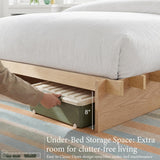 Yechen Solid Wood Platform Bed Frame Queen King Tool-Free Assembly Natural Oak 20