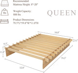 Yechen Solid Wood Platform Bed Frame Queen King Tool-Free Assembly Natural Oak queen size
