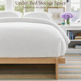 Yechen Solid Wood Platform Bed Frame Queen King Tool-Free Assembly Natural Oak 5