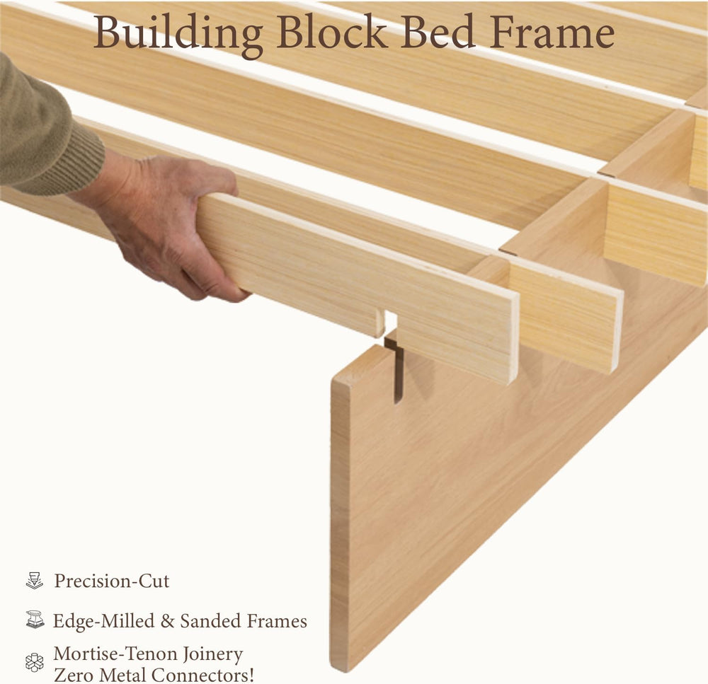 Yechen Solid Wood Platform Bed Frame Queen King Tool-Free Assembly Natural Oak

 6