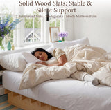 Yechen Solid Wood Platform Bed Frame Queen King Tool-Free Assembly Natural Oak 9