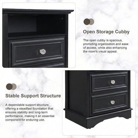 Yechen White Nightstand with Hidden Drawer, 2-Drawer Nightstand – Sturdy Wood Bedroom End Table with Storage, Modern Furniture for Bedroom Organization