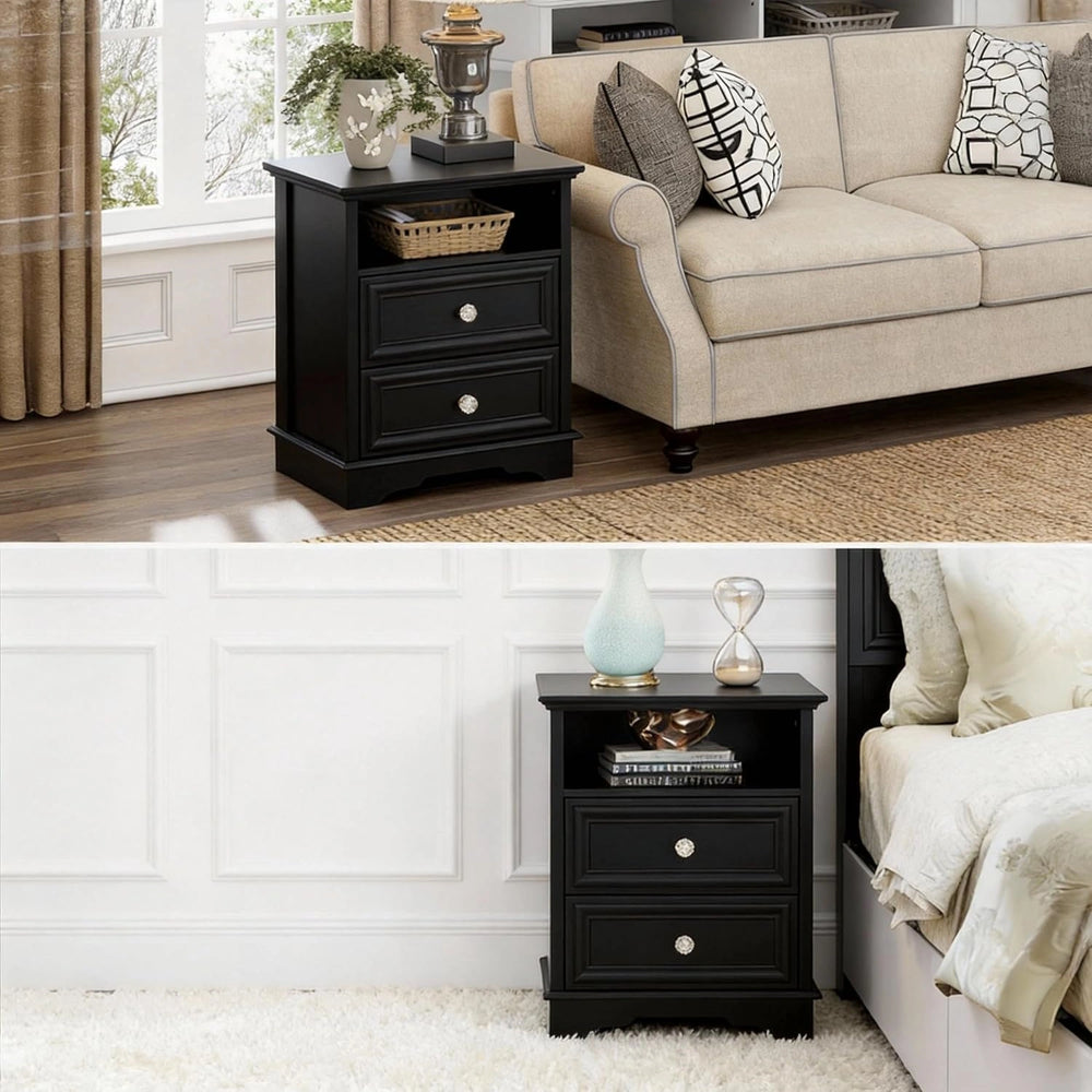 Yechen White Nightstand with Hidden Drawer, 2-Drawer Nightstand – Sturdy Wood Bedroom End Table with Storage, Modern Furniture for Bedroom Organization