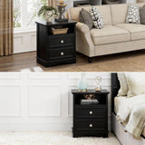 Yechen White Nightstand with Hidden Drawer, 2-Drawer Nightstand – Sturdy Wood Bedroom End Table with Storage, Modern Furniture for Bedroom Organization