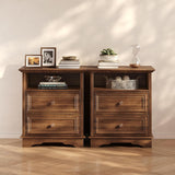 Yechen White Nightstand with Hidden Drawer, 2-Drawer Nightstand – Sturdy Wood Bedroom End Table with Storage, Modern Furniture for Bedroom Organization