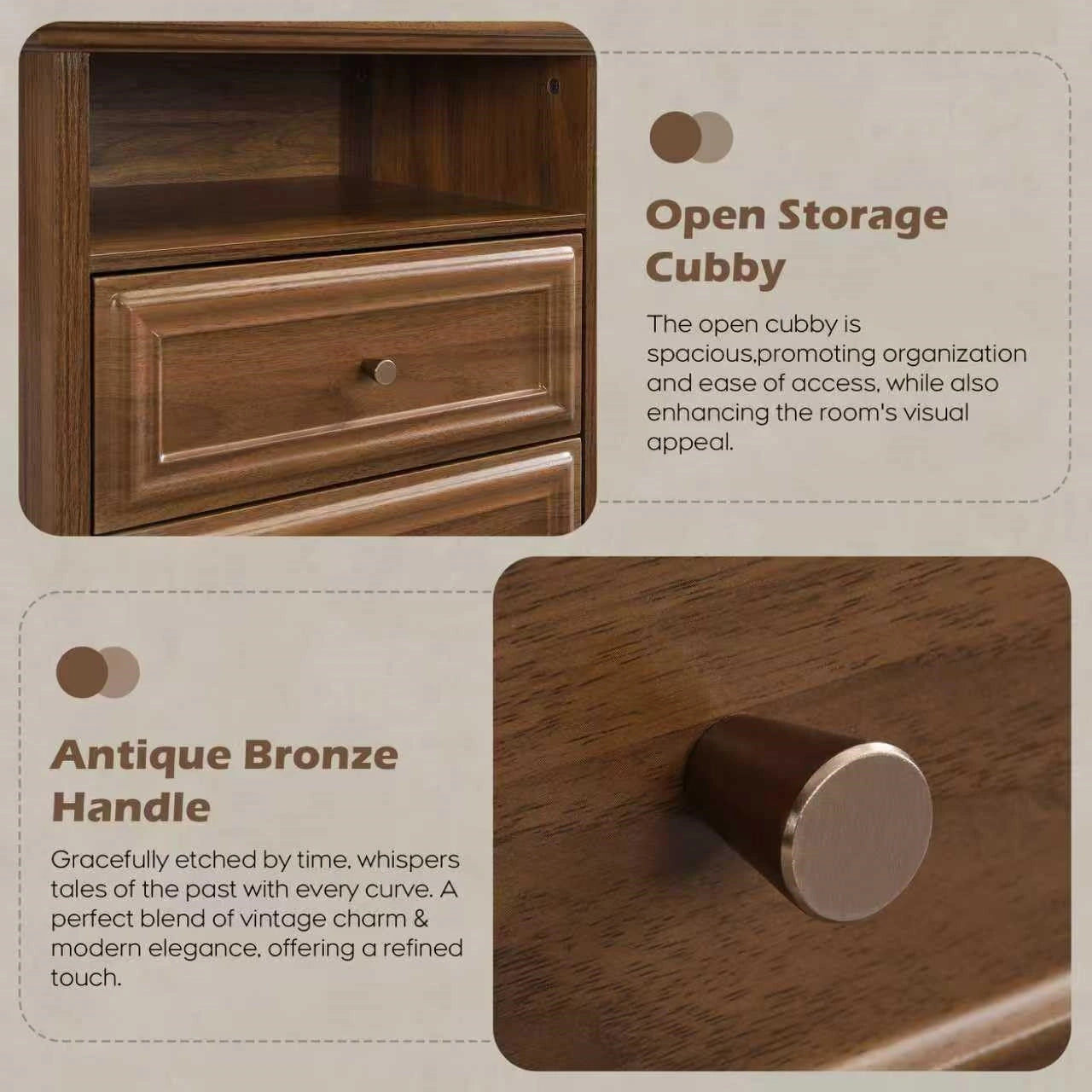 Yechen White Nightstand with Hidden Drawer, 2-Drawer Nightstand – Sturdy Wood Bedroom End Table with Storage, Modern Furniture for Bedroom Organization