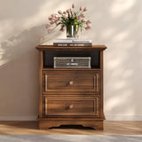 Yechen White Nightstand with Hidden Drawer, 2-Drawer Nightstand – Sturdy Wood Bedroom End Table with Storage, Modern Furniture for Bedroom Organization