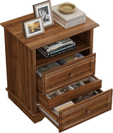 Yechen White Nightstand with Hidden Drawer, 2-Drawer Nightstand – Sturdy Wood Bedroom End Table with Storage, Modern Furniture for Bedroom Organization