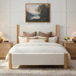 Yechen Wingback Bed Frame | Boucle & Solid Pine | Queen | No Box Spring | Off White