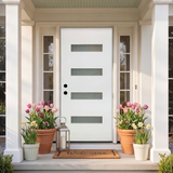 36" x 80" Fiberglass Exterior Door | White Smooth Finish | Frosted Glass | Right Hand Inswing