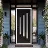 36" x 80" Black Fiberglass Entry Door – 3-Lite Frosted Glass, Prehung with Vinyl Frame & Brickmould