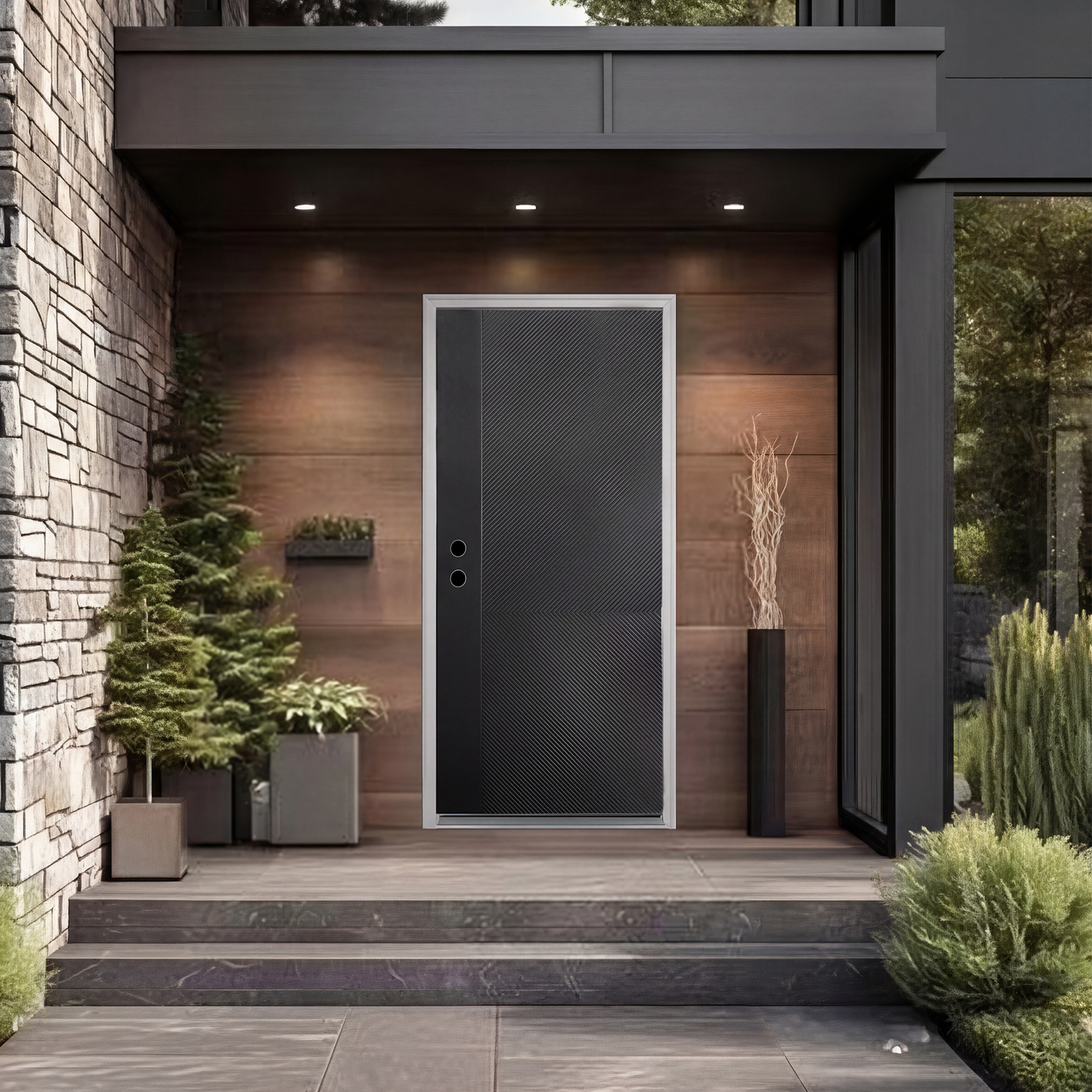 36" x 80" Black Solid Wood Entry Door | Left or Right Hand Inswing | Modern Exterior Front Door with Pre-Primed Frame