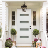 36" x 80" Fiberglass Exterior Door | White Smooth Finish | Frosted Glass | Left Hand Inswing