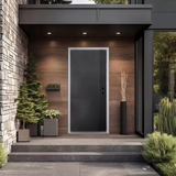 36" x 80" Black Solid Wood Entry Door | Left or Right Hand Inswing | Modern Exterior Front Door with Pre-Primed Frame